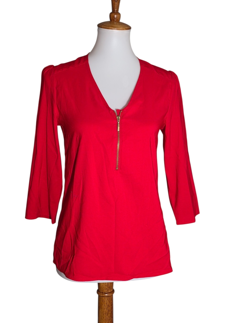 Express Red V-Neck Zip-Front Tunic